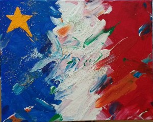 Drapeau acadien Éclaboussante Acadie - Michel Thériault