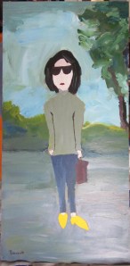 Femme aux souliers jaunes - Michel THÉRIAULT -30,5x15 po. -acrylique sur panneau (masonite)