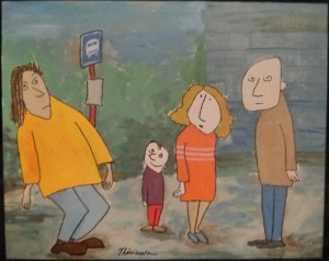 Gens à l'arrêt d'autobus - Michel Thériault