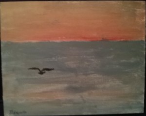 Oiseau au-dessus de la mer