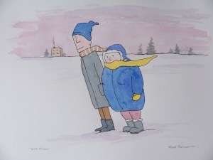 Scène d'hiver - Michel THÉRIAULT - aquarelle