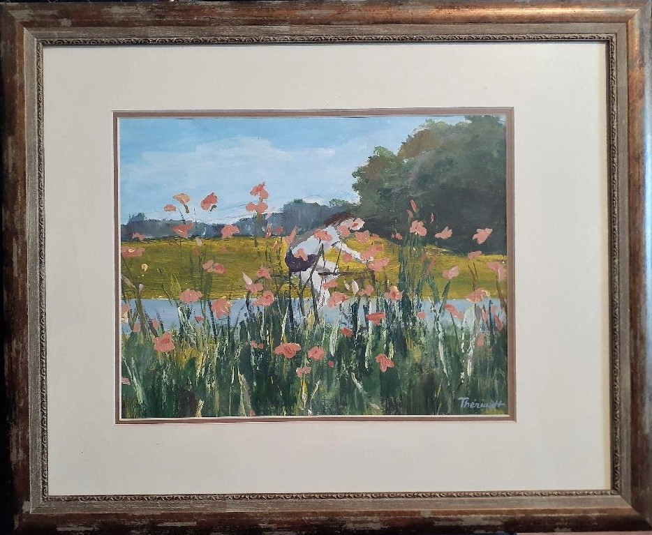 Cycliste derrière les fleurs - Michel Thériault