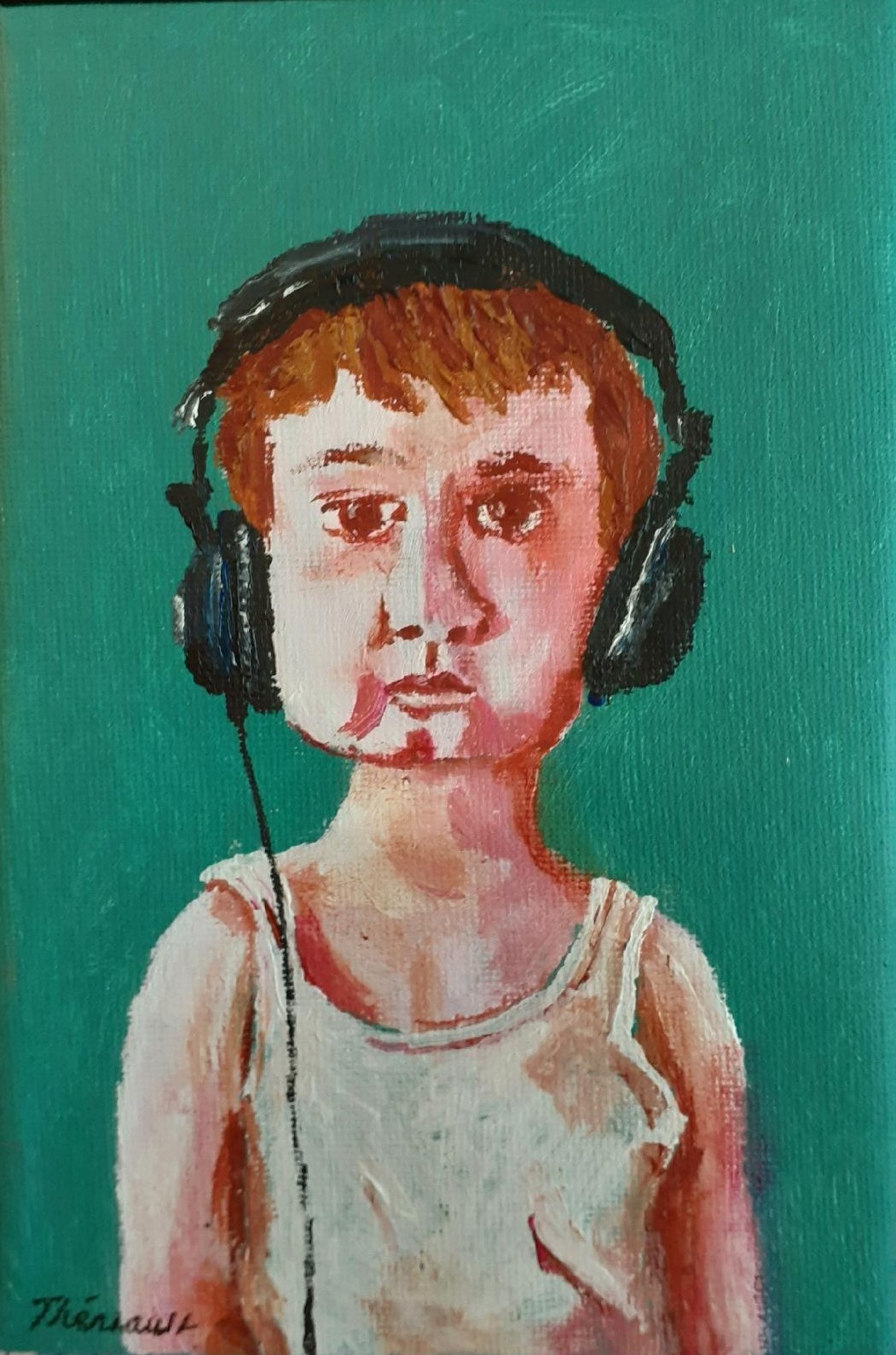 Garçon avec casque d'écoute - Michel Thériault