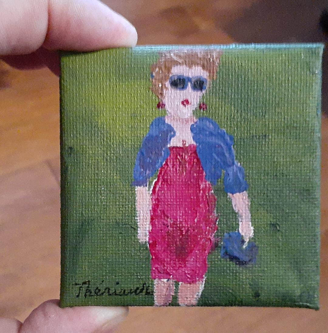 Femme avec sac à main -MThériault