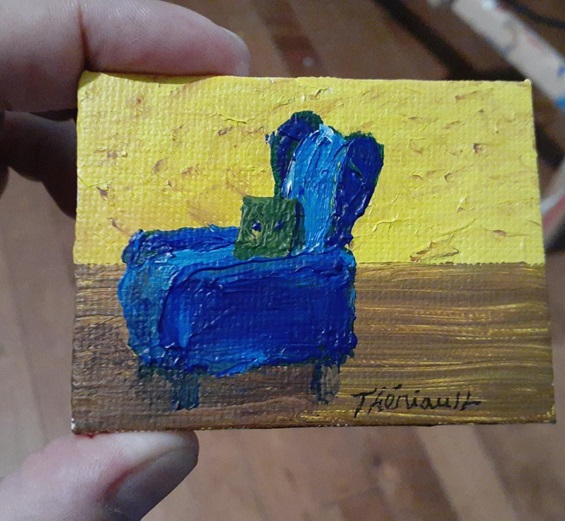 miniature chaise de salon bleue