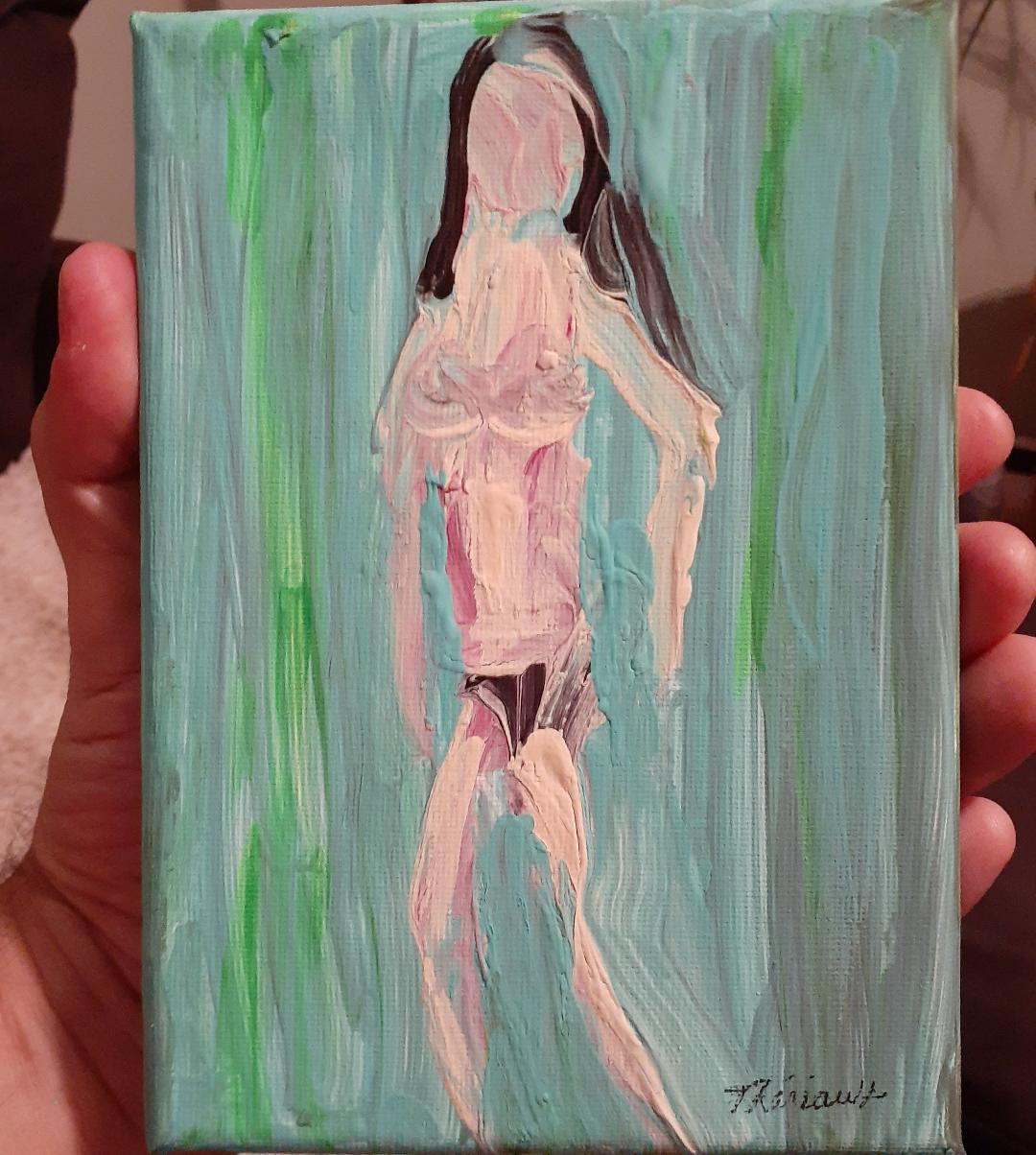 Femme dans un décor pastel fluo - Michel Thériault